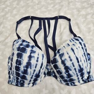 PINK Victoria’s Secret Wear Everywhere Push-Up Bra 34D Blue Tie Dye Strappy Back